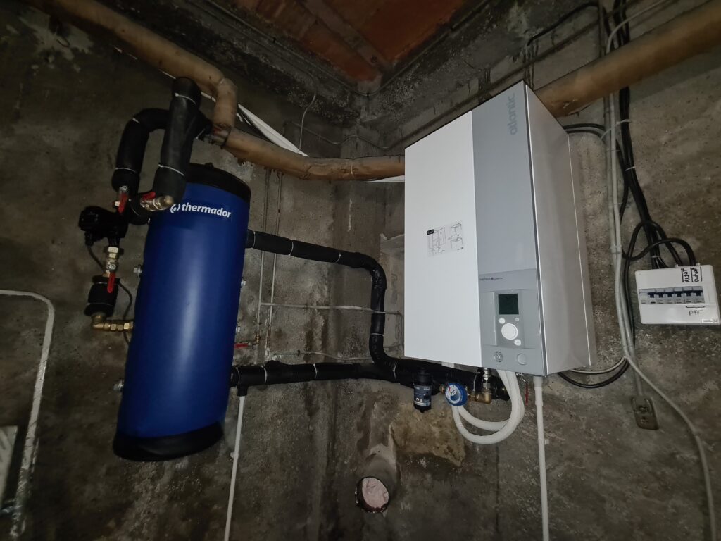 Installation pompe à chaleur air eau ATLANTIC alfea excellia 11kW.